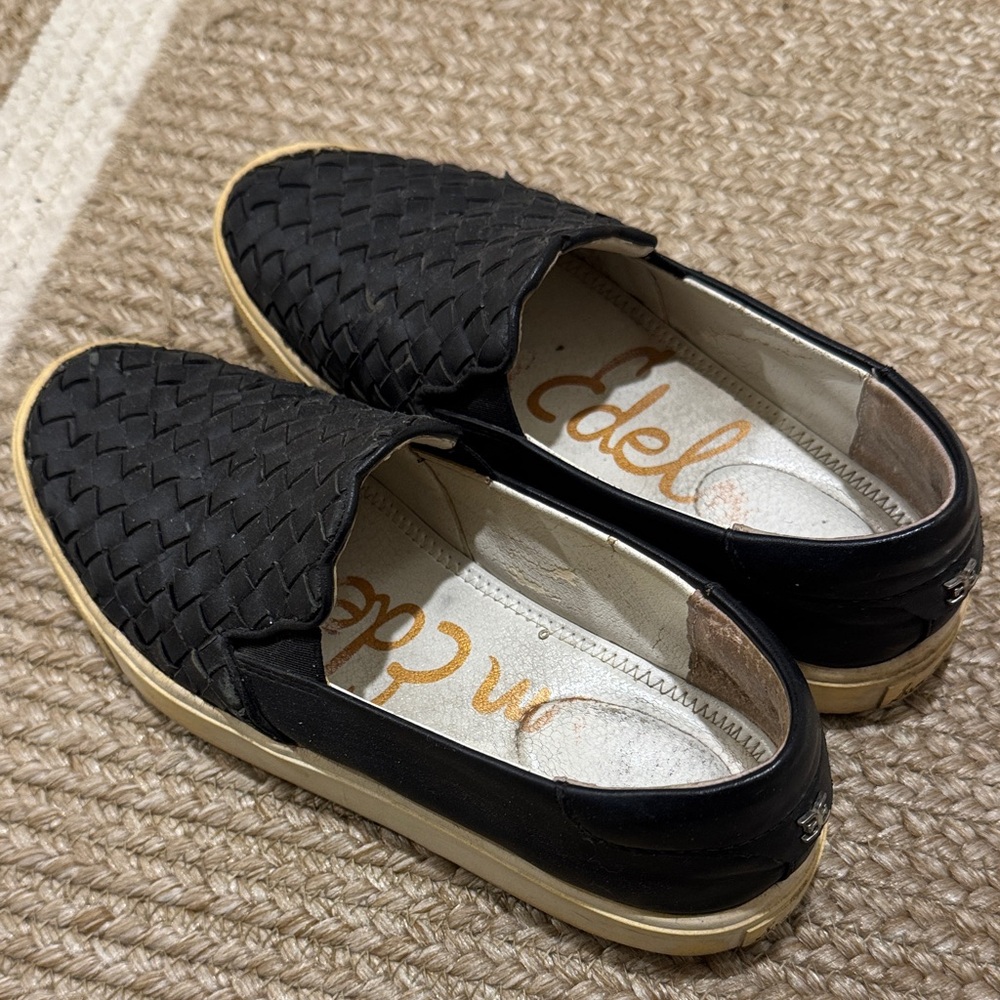 Sam Edelman Black Woven Slip-On Shoes